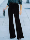 High-Waisted Wide Leg Velvet Pants