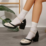 Round Toe Block Heels Pumps