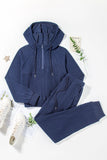 Drawstring Half Zip Hoodie and Joggers Active Set - Fashiofinesse