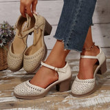 Round Toe Block Heels Pumps