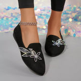 Rhinestone Point Toe Flats Slip-Ons