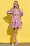 And The Why Full Size Floral Surplice Puff Sleeve Dress - Fashiofinesse