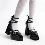 Gothic Platform Pumps with Multiple Buckle Straps