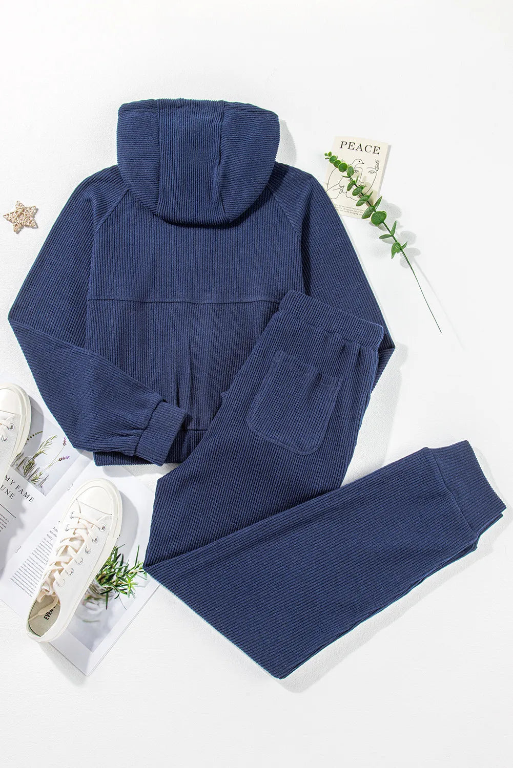 Drawstring Half Zip Hoodie and Joggers Active Set - Fashiofinesse