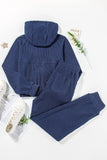 Drawstring Half Zip Hoodie and Joggers Active Set - Fashiofinesse