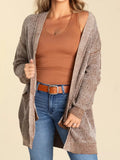 Open Front Dropped Shoulder Cardigan with Pockets