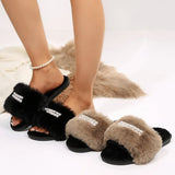 Rhinestone Open Toe Flats Slippers