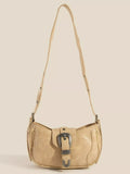 Fame Western Buckle Accent Multi Panel Shoulder Bag