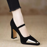 Point Toe Block Heels Pumps